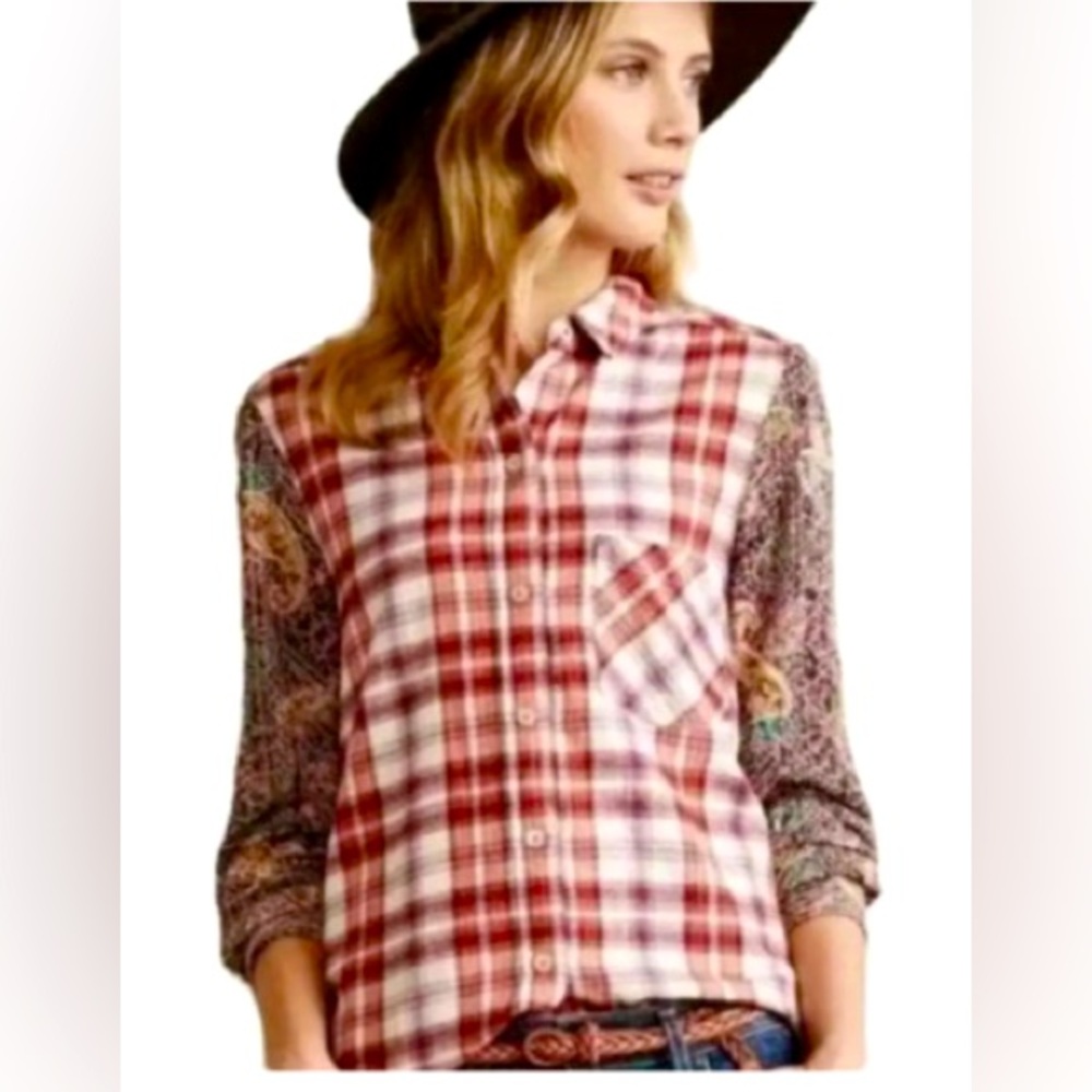 Anthropologie - Holding Horses Embroidered Sleeve, Flannel Shirt - Women…